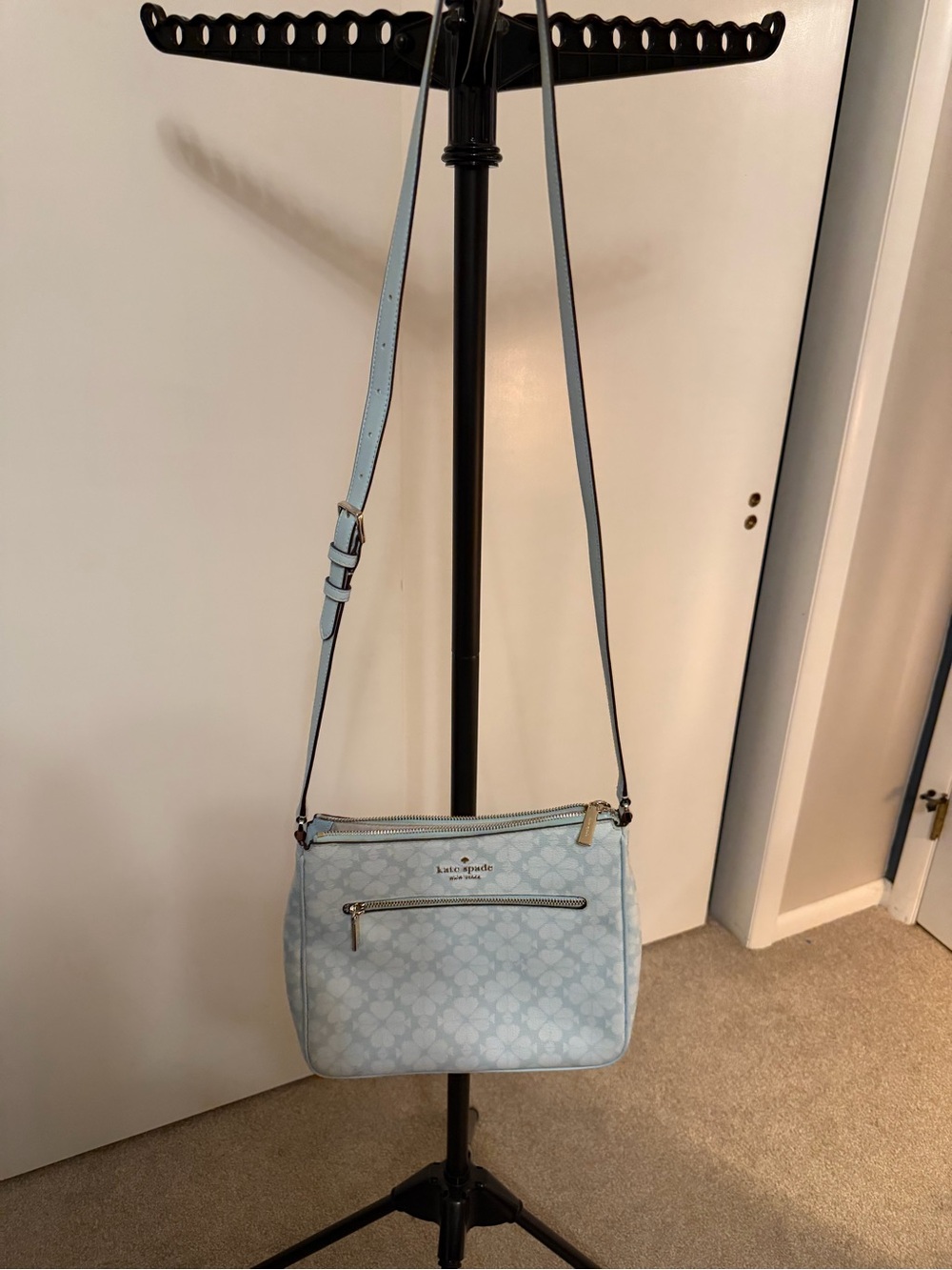 kate spade pale blue patterned crossbody bag